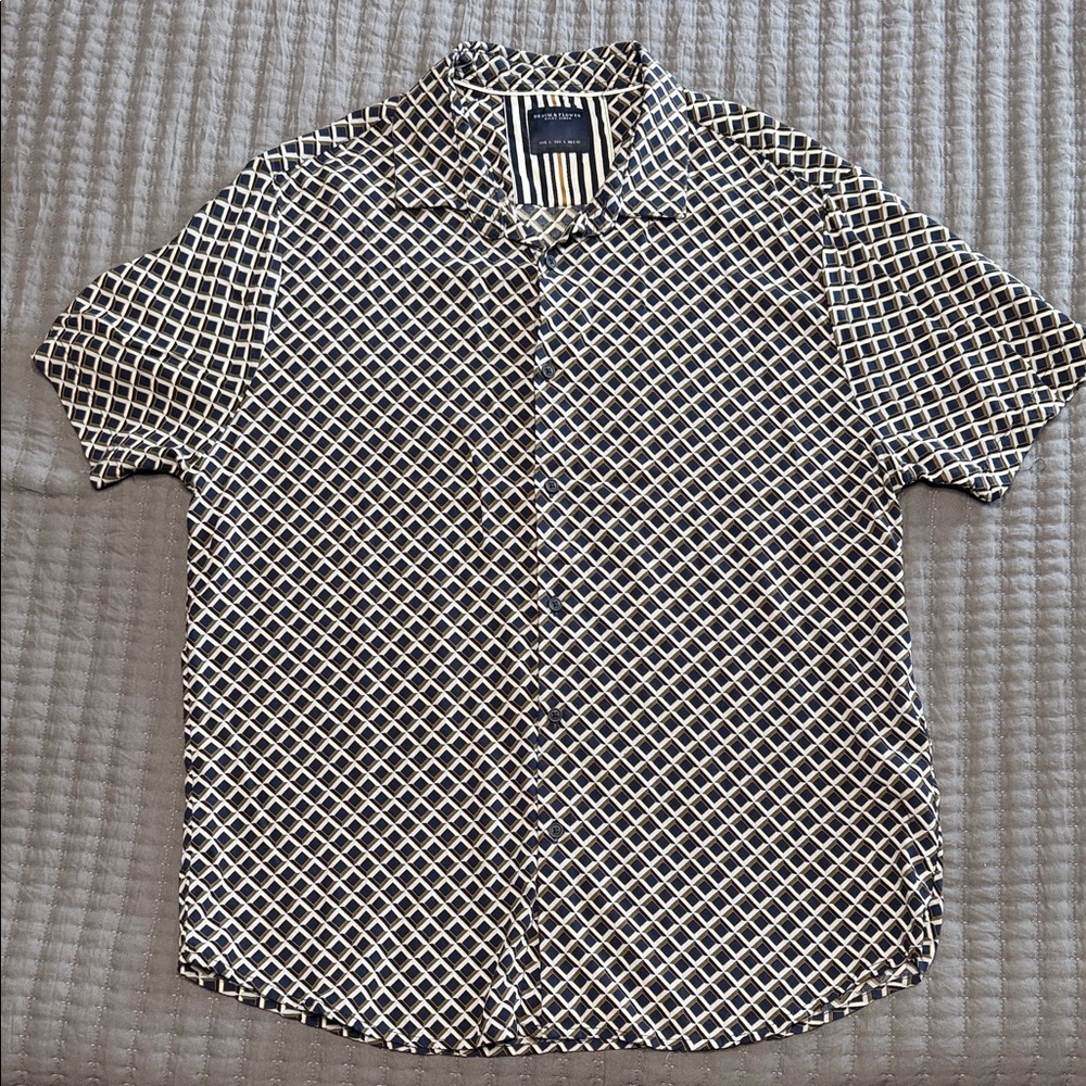 Denim & Flower Black, Blue and White Geometric Shirt